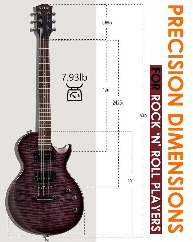Alt view image 6 of 7 - 24-Fret Electric Guitar Kit, 40 inch Single Cut (LP Style), Modern Playability Coil-Split Humbucker Pickups, 18:1 Tuning Pegs,W/Guitar Accessories Gig Bag,Cable,Strap,Picks,Strings,Tuner,Book