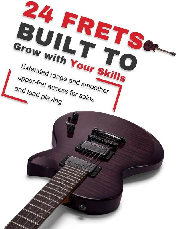 Alt view image 3 of 7 - 24-Fret Electric Guitar Kit, 40 inch Single Cut (LP Style), Modern Playability Coil-Split Humbucker Pickups, 18:1 Tuning Pegs,W/Guitar Accessories Gig Bag,Cable,Strap,Picks,Strings,Tuner,Book