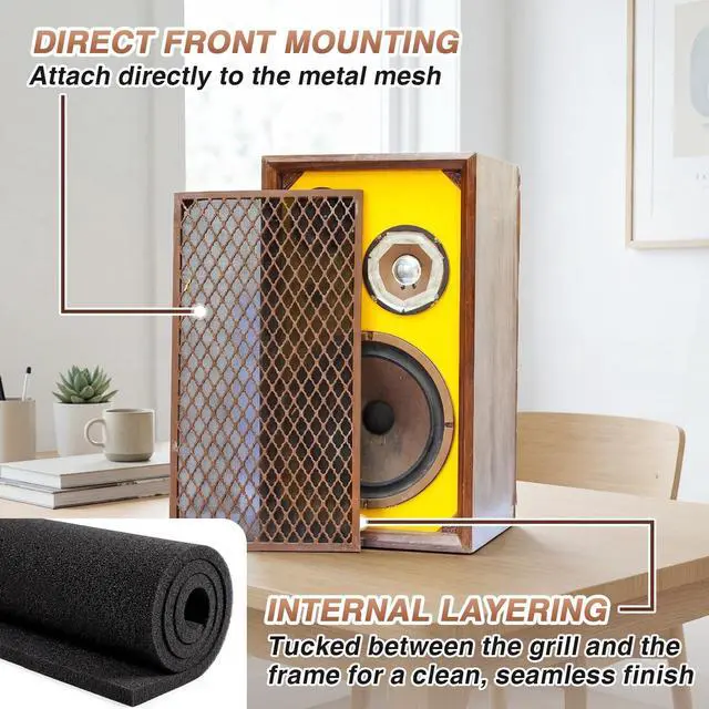 Alt view image 4 of 7 - 13 mm Speaker Grill Foam 39" x 78" (100 x 200 cm) Acoustic Foam Sheet High Density Cuttable Acoustic Speaker Grill Cover for Line Array Professional Audio and DJ Audio Woofer Subwoofer
