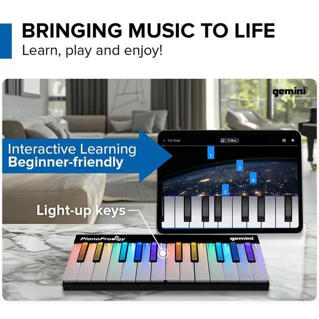 Alt view image 4 of 5 - 24-Key Light-Up MIDI Keyboard, App Lessons (GPP-101) | 24 light-up keys, expandable to 72 - app lessons step by step - wireless to phone/tablet - any MIDI