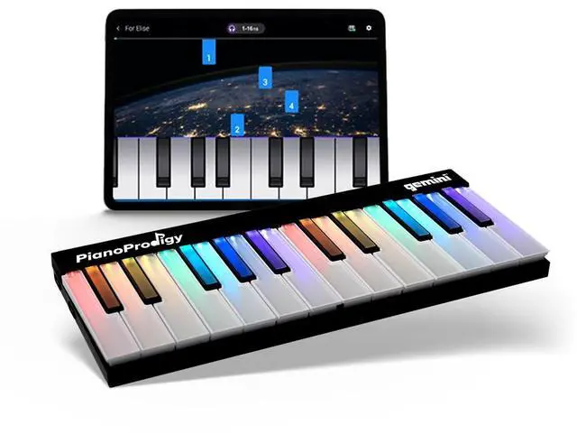 Main image of 24-Key Light-Up MIDI Keyboard, App Lessons (GPP-101) | 24 light-up keys, expandable to 72 - app lessons step by step - wireless to phone/tablet - any MIDI