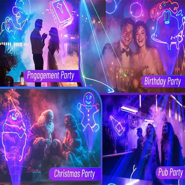 Alt view image 4 of 7 - DJ Lights Laser Light Show, App Control 3D Animation Projector for Party | Custom Drawings, Laser Effects, Sound Activated Laser Machine for Stage, Disco, KTV, Bar, Business Logo