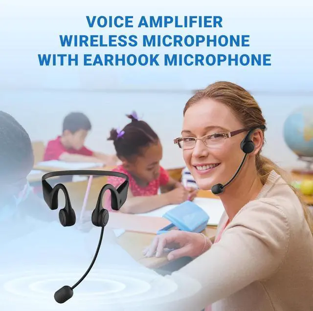 Alt view image 2 of 7 - Bluetooth Voice Amplifier with Wireless Earhook Microphone C007 | Microphone with Speaker Combo,Wireless Amplifier Headset,Portable PA System,Classroom Microphone for Teachers