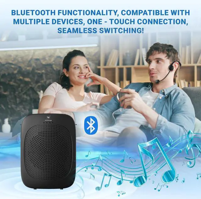 Alt view image 6 of 7 - Bluetooth Voice Amplifier with Wireless Earhook Microphone C007 | Microphone with Speaker Combo,Wireless Amplifier Headset,Portable PA System,Classroom Microphone for Teachers