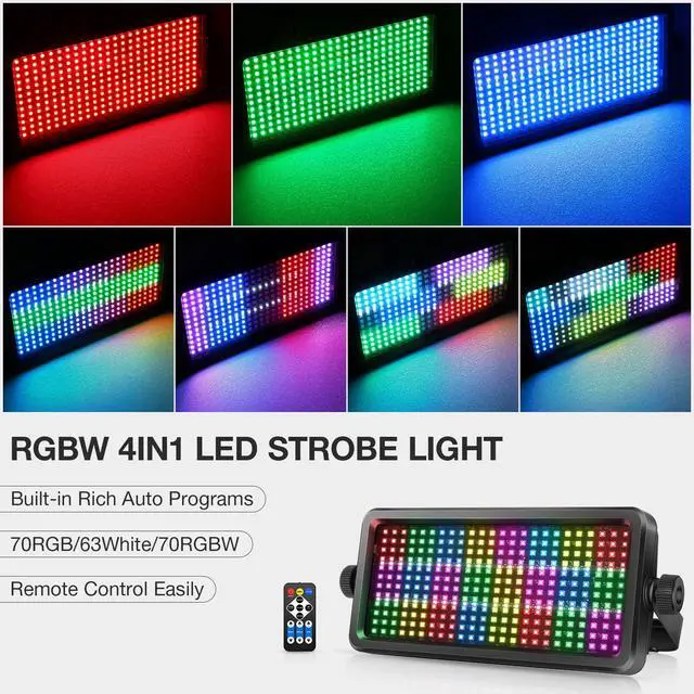 Alt view image 2 of 7 - Stage Strobe Effect Light: 150W RGBW DJ Strobe Light | Remote DMX Sound Control | 24RGB+16W Zone Chasing | DJ Party Planner Easy Setup for Band Live Show Bar Concert Wedding Club Lighting