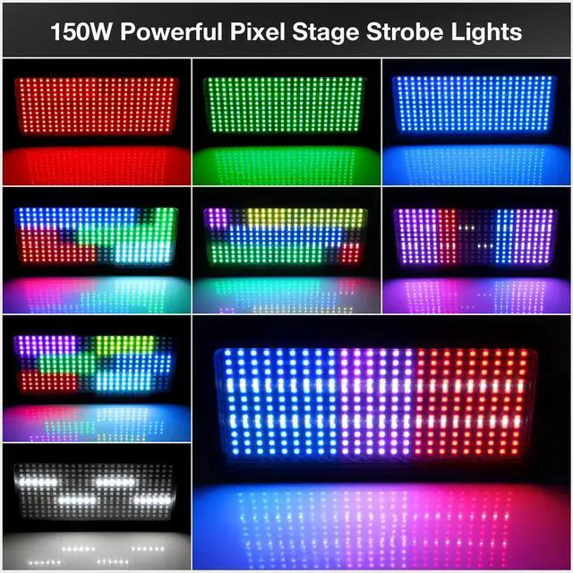Alt view image 5 of 7 - Stage Strobe Effect Light: 150W RGBW DJ Strobe Light | Remote DMX Sound Control | 24RGB+16W Zone Chasing | DJ Party Planner Easy Setup for Band Live Show Bar Concert Wedding Club Lighting