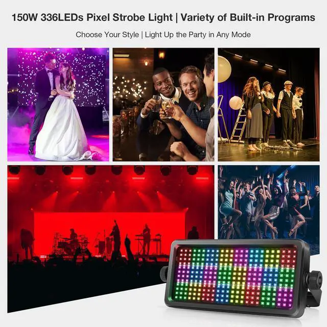 Alt view image 7 of 7 - Stage Strobe Effect Light: 150W RGBW DJ Strobe Light | Remote DMX Sound Control | 24RGB+16W Zone Chasing | DJ Party Planner Easy Setup for Band Live Show Bar Concert Wedding Club Lighting