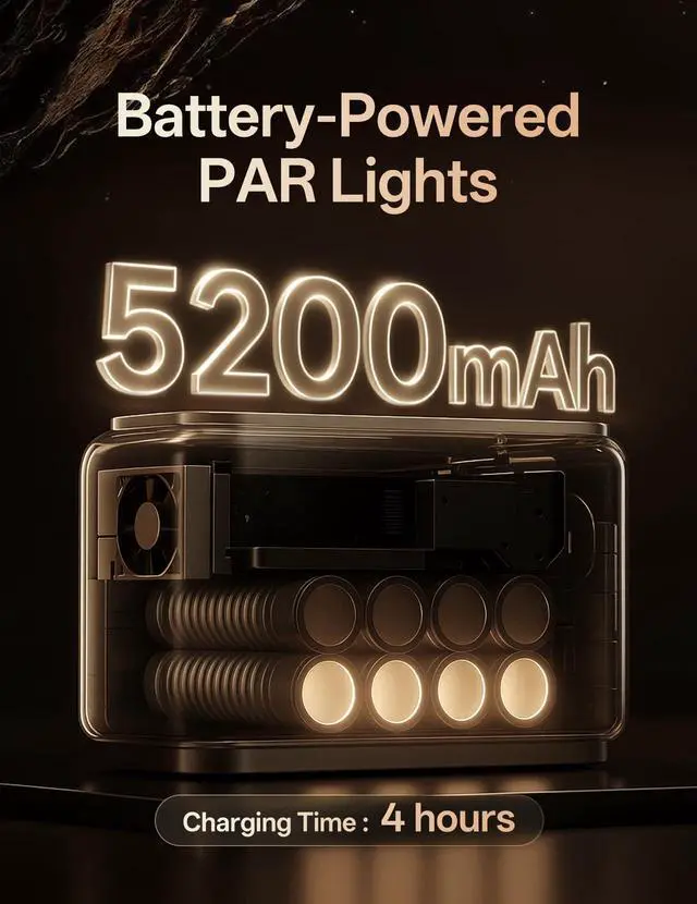 Alt view image 2 of 7 - Wireless Rechargeable Stage Lights, 5200mAh Par Lights, 40W RGBW+UV Uplight, Controllable via APP, Remote Control, and Wireless DMX; Suitable for Weddings, Events, DJ Shows, and Stage Lighting.(White)