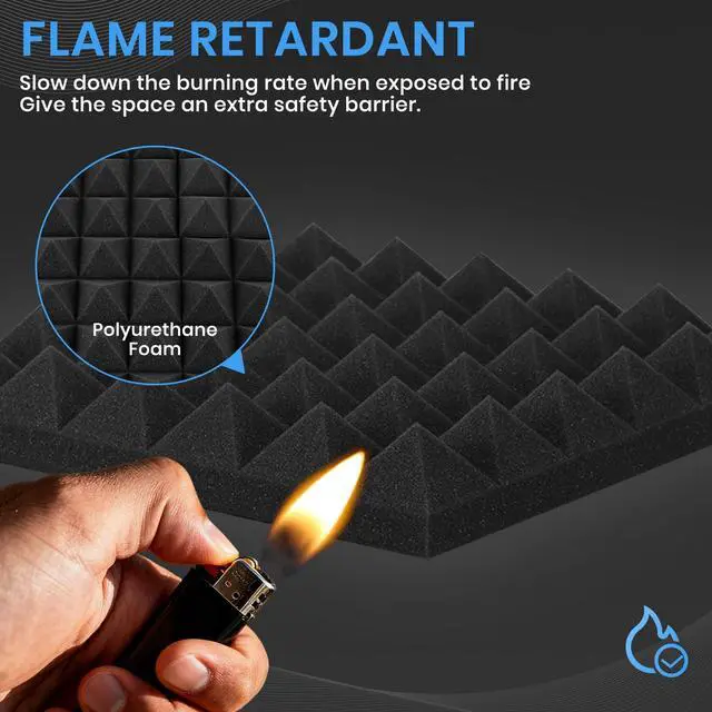 Alt view image 6 of 7 - 52 Pack Sound Proof Foam Panels for Walls, 12" X 12" X 2" Pyramid Acoustic Foam Panels, High Density Noise Reduction Soundproof Panels for Studio Game Room with 300PCS Double-Side Adhesive