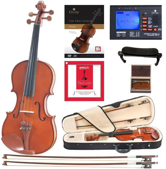Main image of 4/4 Full Size Violin Fiddle with DAddario Strings, Violin Set for Beginners with Case, Bow, Rosin & Shoulder Rest, Ideal for Practice & Performances