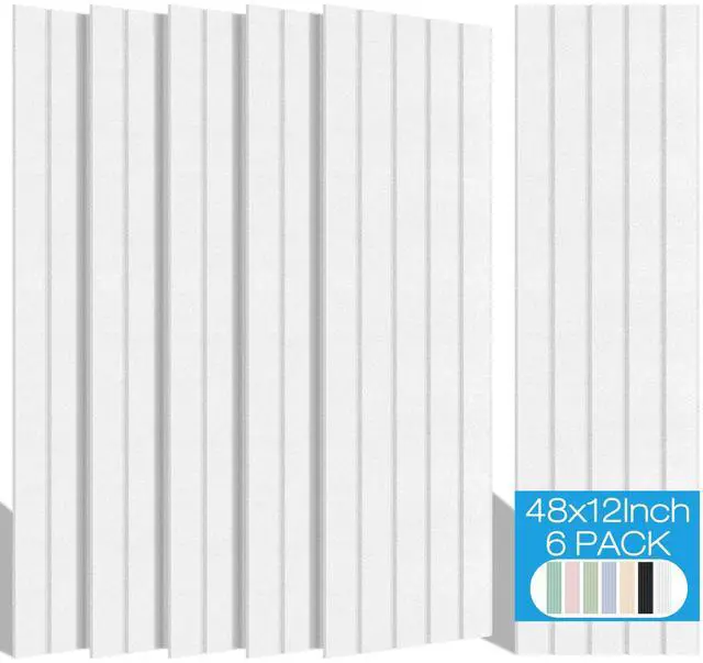 Main image of 6-Pack Acoustic Panels 48"x12", Self-Adhesive Sound Wall Panels | Peel and Stick Large Slat Acoustic Wall Panels, Sound Absorbing for Home Studio, Office, Living Room
