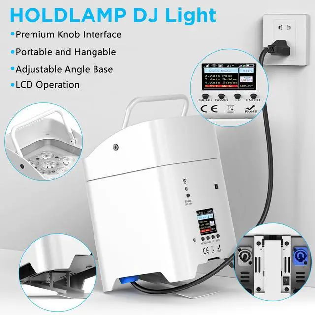 Alt view image 4 of 7 - Battery Powered Stage Lights, 9600mAh Rechargeable Par Can Lights 6x18W RGBWA+UV APP/Remote/DMX512/Sound Activated, Uplights for Events Party Wedding DJ Concert Christmas Dance White