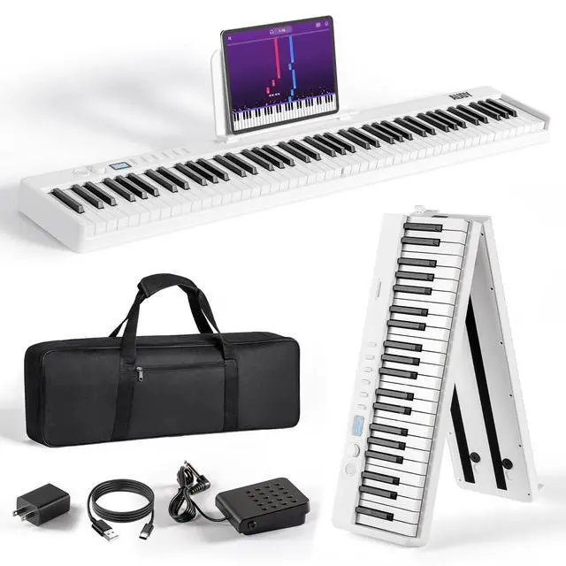 Main image of 88-Key Portable Piano Keyboard with Semi-Weighted Keys Folding Piano | Built-in Speakers/MIDI, Long Battery Life Electric Keyboard Piano for Beginners