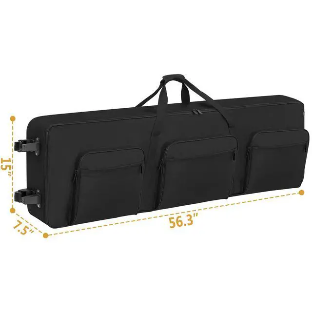 Alt view image 2 of 7 - Rolling 88 Key Keyboard Case, Piano Gig Bag with Wheels and Adjustable Straps for 88 Keyboard and Accessaries