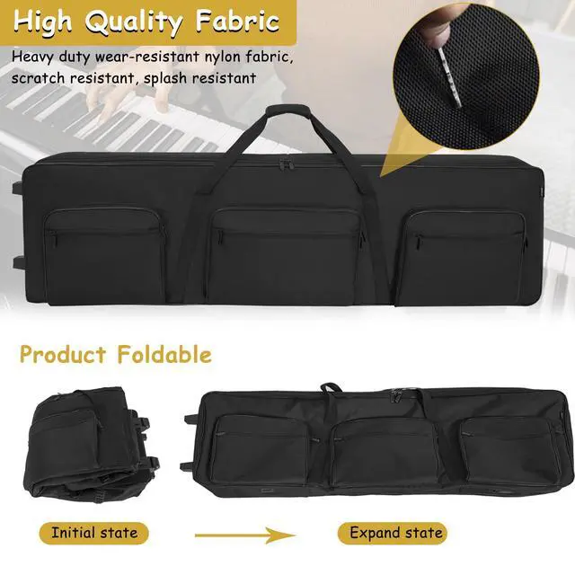 Alt view image 6 of 7 - Rolling 88 Key Keyboard Case, Piano Gig Bag with Wheels and Adjustable Straps for 88 Keyboard and Accessaries