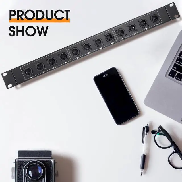 Alt view image 7 of 7 - XLR Balanced Patchbay XLR Stage Box 12 Channel 3 Pin Multi Network Cable Extender for Stage Lighting and Home Recording Studio Compatible (Male)