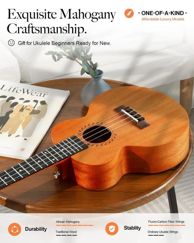Alt view image 2 of 4 - BAM48 30 Inch Ukulele Red African Mahogany Starter Kit | Handmade Craftsmanship, Warm Mahogany Tone, Beginner Friendly, Complete Starter Accessories