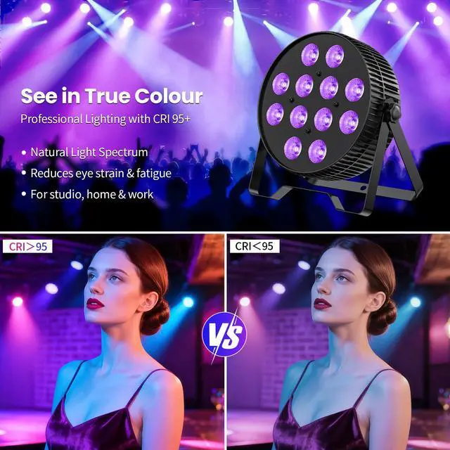 Alt view image 5 of 7 - 12X18W LED Stage Light,6 in 1 RGBAL+UV DJ Par Lights-1 Pack | 12W*18 PCS RGB+Lime Amber UV LEDs, Auto/Sound/DMX512/Master-Slave, LPC1218 Stage Spotlight For Party, Concert, Uplighting