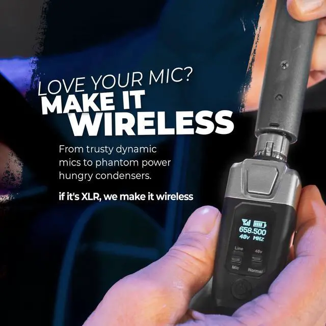 Alt view image 2 of 7 - AirSync Wireless XLR Transmitter Receiver System - Dynamic & Condenser Mic | 150ft Range, Triple Click Mute, 8Hr Battery, 13 Systems Simultaneously for Musicians, Churches & Events