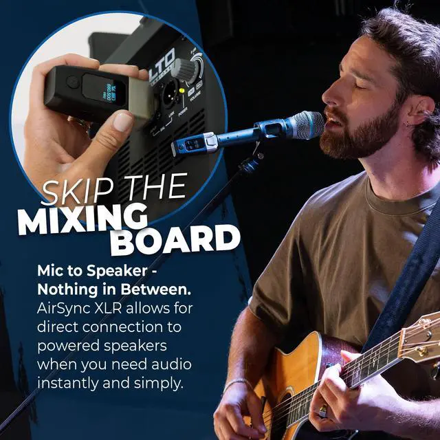 Alt view image 7 of 7 - AirSync Wireless XLR Transmitter Receiver System - Dynamic & Condenser Mic | 150ft Range, Triple Click Mute, 8Hr Battery, 13 Systems Simultaneously for Musicians, Churches & Events
