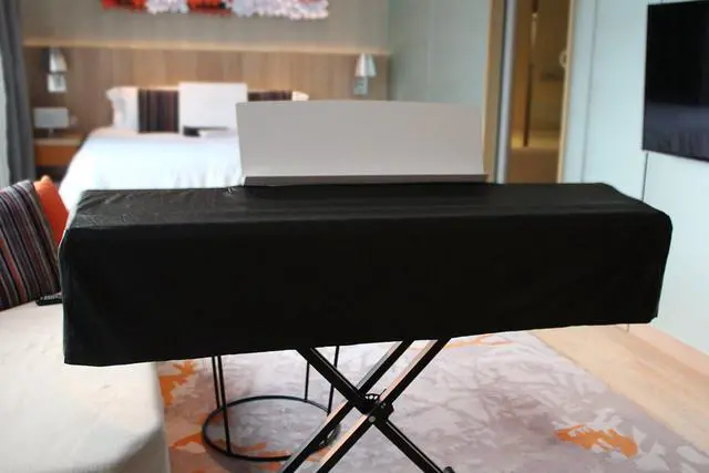Alt view image 2 of 7 - Digital Piano Cover for Yamaha - Piano Keyboard for P143, P225, P223, P145, P143, P125a, P125, P115, P105, P71, P45, Kawai ES120, PX150, Roland F-20 & More, Keyboard Cover, Black, Leatherette