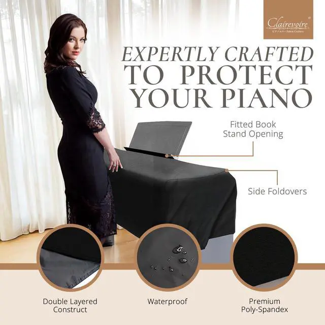 Alt view image 6 of 7 - Digital Piano Cover for Yamaha - Piano Keyboard for P143, P225, P223, P145, P143, P125a, P125, P115, P105, P71, P45, Kawai ES120, PX150, Roland F-20 & More, Keyboard Cover, Black, Leatherette