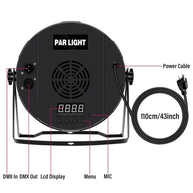 Alt view image 6 of 7 - DJ Par Lights DMX, 70W 18LEDs RGBW Stage Par Light with Rainbow LED Strip Remote Control, Sound Activated DJ Lighting Uplights for Events Wedding Church Dance Party Club Music Live Show