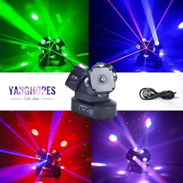 Alt view image 3 of 7 - 3Head Moving Head DJ Light 12LEDs Rotating Beam Stage Lights Pinspot Lights Uplighting Light-s for Events Sound Activated DMX512 for DJ KTV Disco Party Wedding Concert Christmas Festival