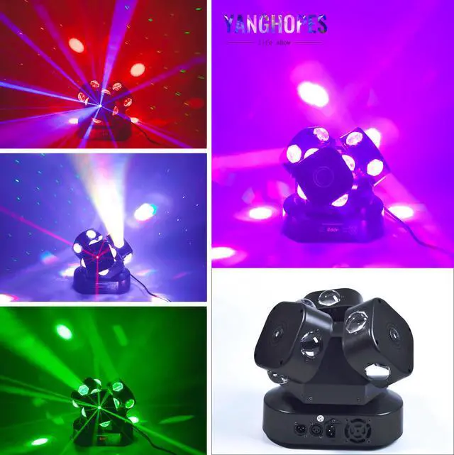 Alt view image 2 of 7 - 3Head Moving Head DJ Light 12LEDs Rotating Beam Stage Lights Pinspot Lights Uplighting Light-s for Events Sound Activated DMX512 for DJ KTV Disco Party Wedding Concert Christmas Festival