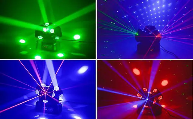 Alt view image 7 of 7 - 3Head Moving Head DJ Light 12LEDs Rotating Beam Stage Lights Pinspot Lights Uplighting Light-s for Events Sound Activated DMX512 for DJ KTV Disco Party Wedding Concert Christmas Festival