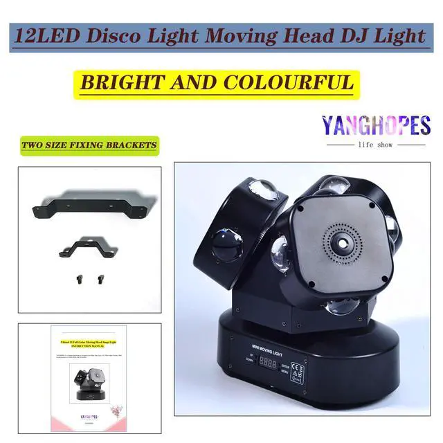 Alt view image 5 of 7 - 3Head Moving Head DJ Light 12LEDs Rotating Beam Stage Lights Pinspot Lights Uplighting Light-s for Events Sound Activated DMX512 for DJ KTV Disco Party Wedding Concert Christmas Festival
