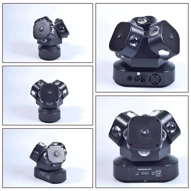 Alt view image 6 of 7 - 3Head Moving Head DJ Light 12LEDs Rotating Beam Stage Lights Pinspot Lights Uplighting Light-s for Events Sound Activated DMX512 for DJ KTV Disco Party Wedding Concert Christmas Festival