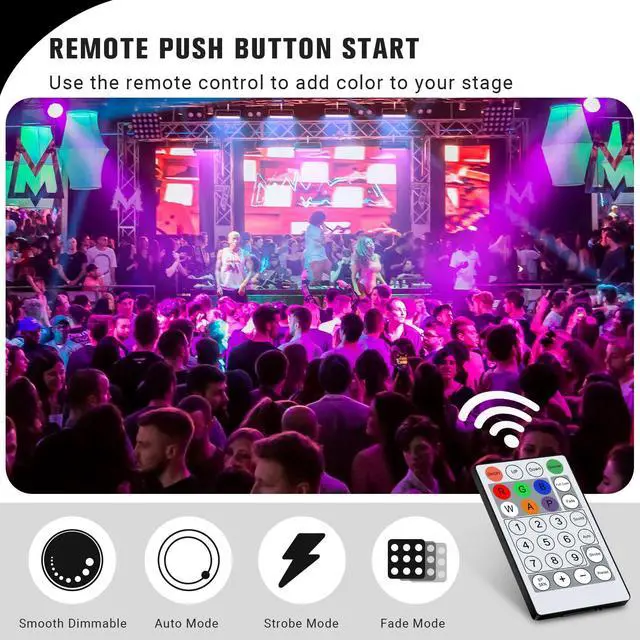 Alt view image 2 of 7 - DJ Stage Strobe Lights: 120W 336LEDs RGBW & Amber 5IN1 Color Mixing - Remote & DMX Control - 16RGB & 8White & 8Amber Zones Chase Effect for Mobile Party Club Show Gig Band Dance Performance