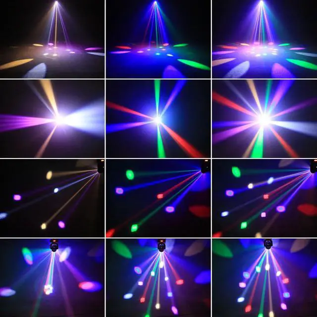 Alt view image 2 of 7 - 2PCS Mini Moving Head Light,30W Compact Led DJ Stage Lights with Bee-Eyes/Dot Beam/Halo Effects,Remote Control Sound Active & DMX512 Control for Wedding DJ Party Stage Lighting Disco Club