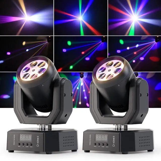 Main image of 2PCS Mini Moving Head Light,30W Compact Led DJ Stage Lights with Bee-Eyes/Dot Beam/Halo Effects,Remote Control Sound Active & DMX512 Control for Wedding DJ Party Stage Lighting Disco Club