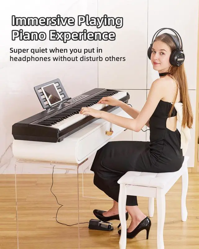 Alt view image 5 of 7 - Weighted Piano 88-Key Digital Piano,Full-size Electric Piano Keyboard with Hammer Action,Sustain Pedal,MP3 Function dual 15W speaker,Supports USB-MIDI/Wireless Connect