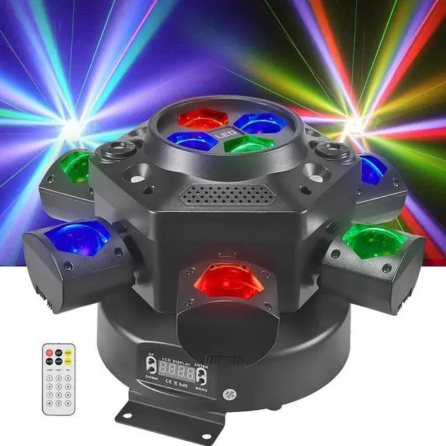 Main image of Moving Head DJ Lights, 150W LED Stage Light 4 in 1 with RGBW 6 Arms Beam, Bee-Eye Light, Red Green Starry and White Amber Strobe, Remote & DMX Control for Disco Club Party DJ Stage Lighting