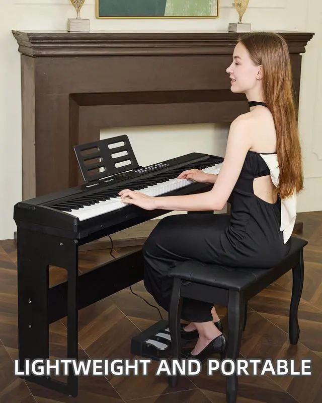 Alt view image 7 of 7 - Weighted Piano 88-Key Digital Piano,Full-size Electric Piano Keyboard with Hammer Action,Sustain Pedal,MP3 Function dual 15W speaker,Supports USB-MIDI/Wireless Connect