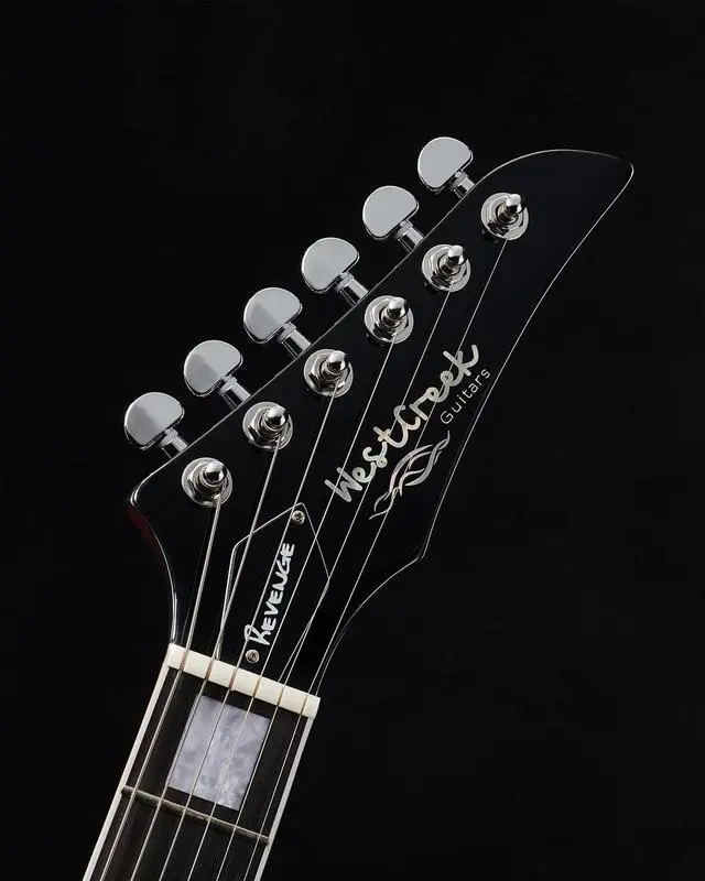 Alt view image 4 of 7 - WestCreek Revenge Solid Body Electric Guitar, Heavy Metal Guitar, Right Handed, Alnico Humbucker Pickups, Rounded End Jumbo Frets, Bone nut, Rosewood Fretboard, Mahogany Body Purple