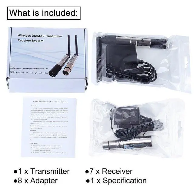Alt view image 6 of 7 - 8pcs DMX512 DMX Dfi DJ 2.4G 7 Charging Wireless Receiver Built-in Battery & 1 Transmitter LED Lighting Control for LED Stage Par Party Light