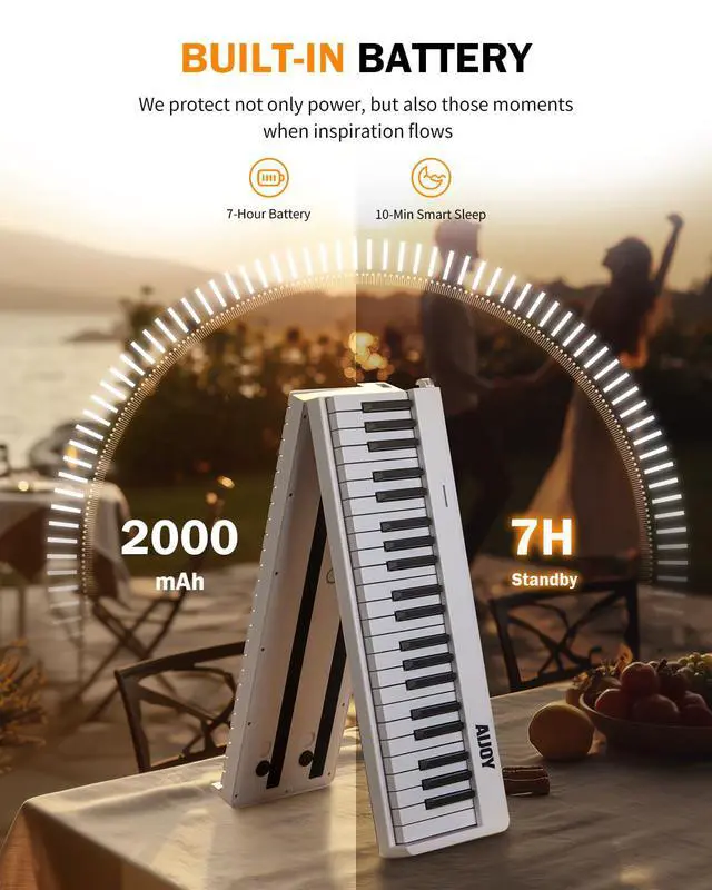 Alt view image 5 of 7 - 88-Key Portable Piano Keyboard with Semi-Weighted Keys Folding Piano | Built-in Speakers/MIDI, Long Battery Life Electric Keyboard Piano for Beginners