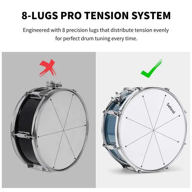 Alt view image 2 of 7 - Snare Drum Set, 14" x 5.5" Marching Snare Drum with Stand & Bag | Silent Mute Pad + Drums Sticks + Drumstick Holder + Drums Key + Damper Gels for Adults (Blue)
