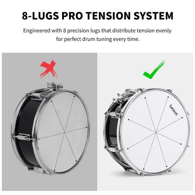Alt view image 2 of 7 - Snare Drum Kit, 14" x 5.5" Marching Snare Drum + Storage Padded Bag | Silent Mute Pad + Pair Of 5A Drumsticks + Drums Key, Portable Drums Hardware Set for Adults (Black)
