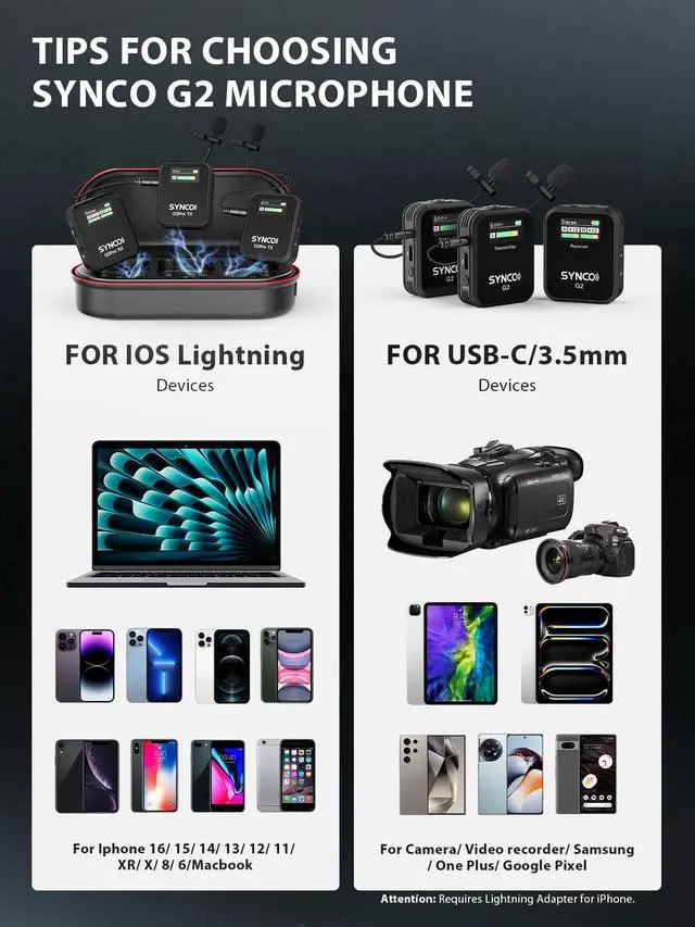 Alt view image 2 of 7 - G2A2PRO Wireless Lav Mic with Charging Case for Camera USB-C Android | 24Bit Reliable Camera Microphone for Content Creation, 656ft Professional Lavalier Microphone, Podcast Interview Vlogging Mic