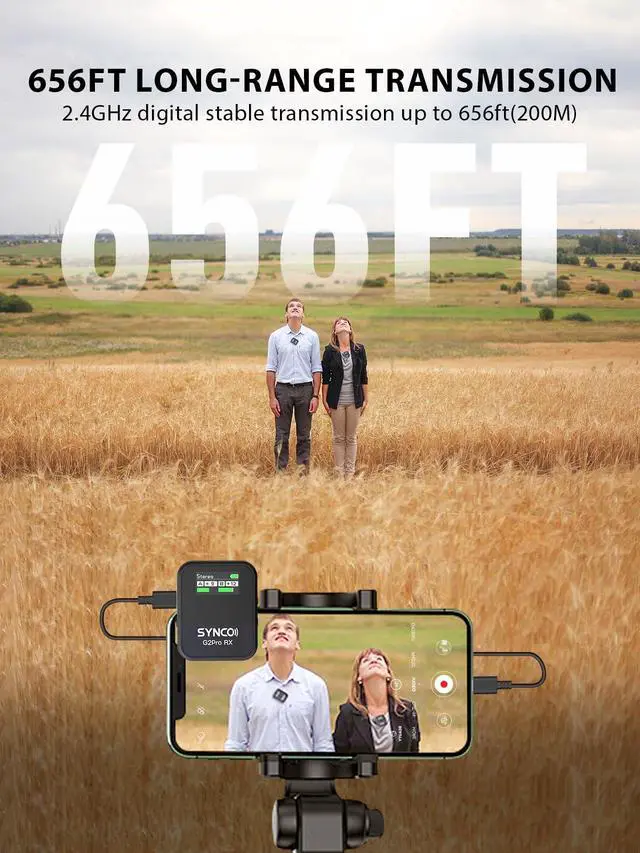 Alt view image 5 of 7 - G2A2PRO Wireless Lav Mic with Charging Case for Camera USB-C Android | 24Bit Reliable Camera Microphone for Content Creation, 656ft Professional Lavalier Microphone, Podcast Interview Vlogging Mic