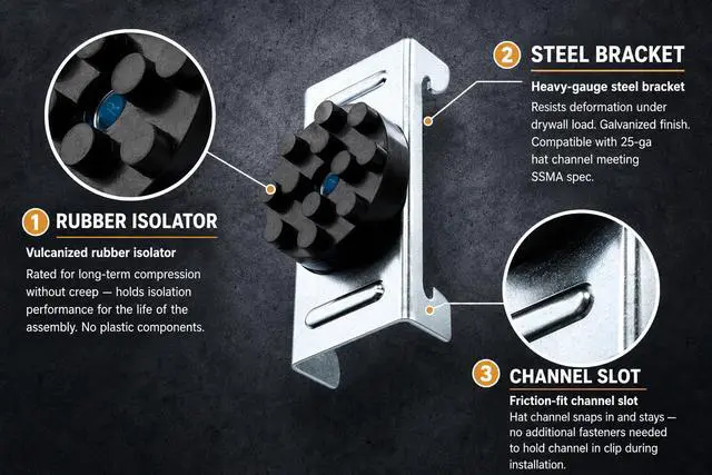 Alt view image 2 of 7 - Premium Sound Isolation Clips - Pack of 100 - Ideal for Soundproofing Walls and Ceilings - Decouple Walls and Ceilings - Floating Room - Home, Office, Recording Studio, Apartments (100)