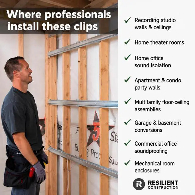 Alt view image 3 of 7 - Premium Sound Isolation Clips - Pack of 100 - Ideal for Soundproofing Walls and Ceilings - Decouple Walls and Ceilings - Floating Room - Home, Office, Recording Studio, Apartments (100)