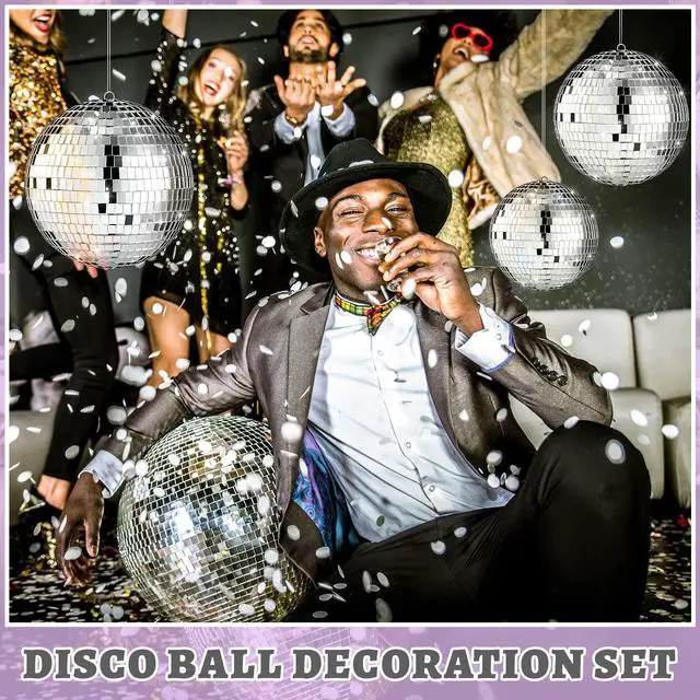 Alt view image 6 of 7 - 12 Pack Bulk Large Disco Ball Decorations, Silver Mirror Hanging Disco Balls Ornaments for Christmas Tree, Mothers Day, 70s 80s Party, Wedding, Prom, DIY Decor(8'', 6'', 4'', 3'')
