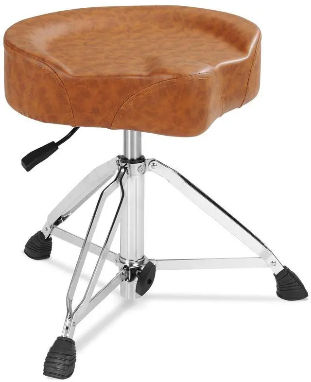 Main image of Hydraulic Drum Throne Brown | Nitro Gas Lift Support Easy Adjust Height, Motorcycle wide Saddle Drum Seat,Stable up to 400LB for Heavy Duty Adult Drummers
