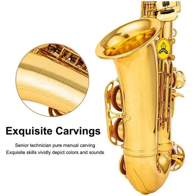 Alt view image 3 of 7 - Alto Saxophone HighQualityBrassSaxwith E-Flat Gold Lacquer Saxophon CaseMouthpiece AccessoriesIdealfor Beginnersto Advanced Musicians